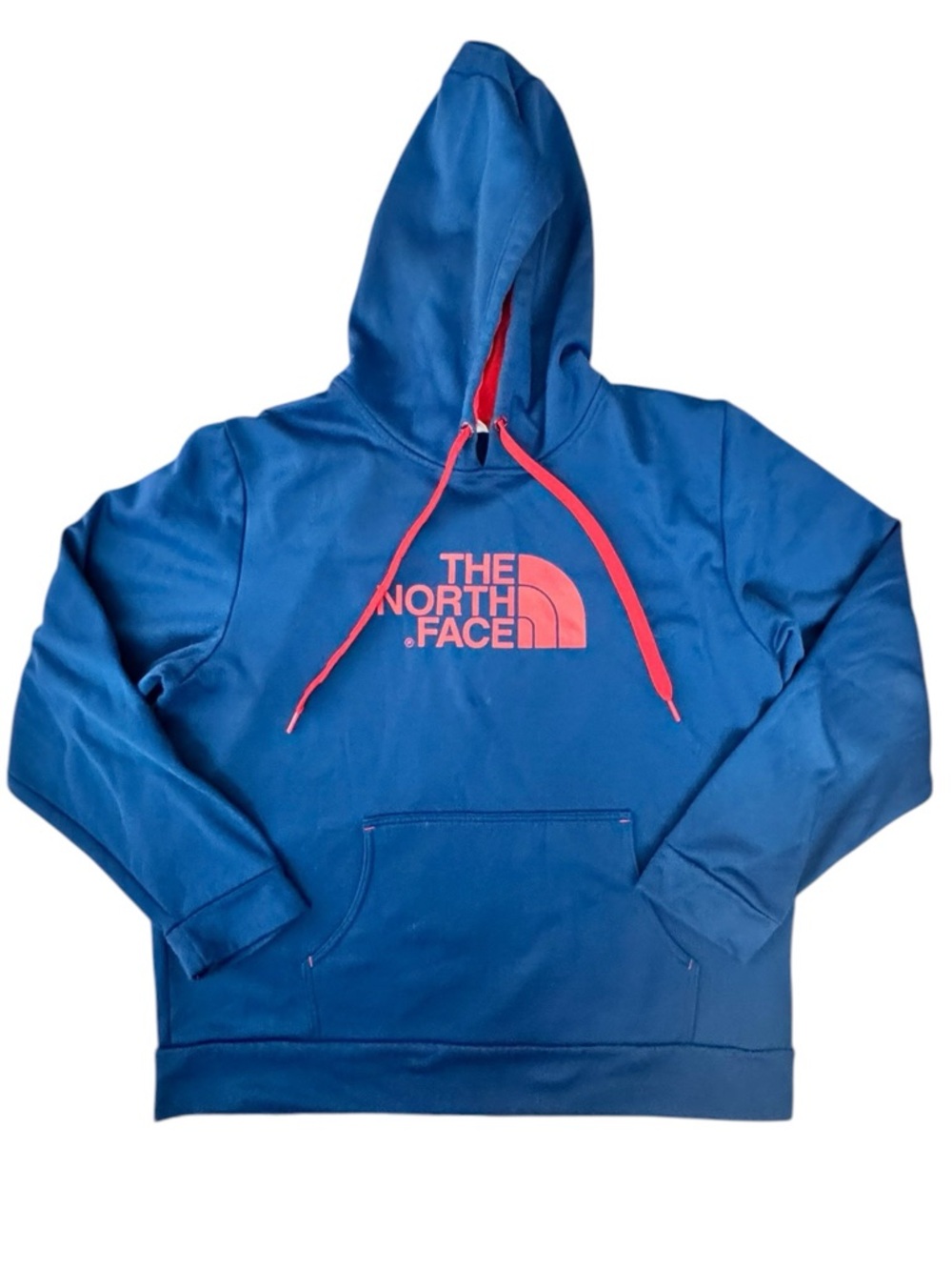 The North Face Blue Hoodie Red Logo Pullover XL Men Streetwear Outdoor